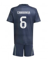 Real Madrid Eduardo Camavinga #6 Vieraspaita Lasten 2025-26 Lyhythihainen (+ shortsit)